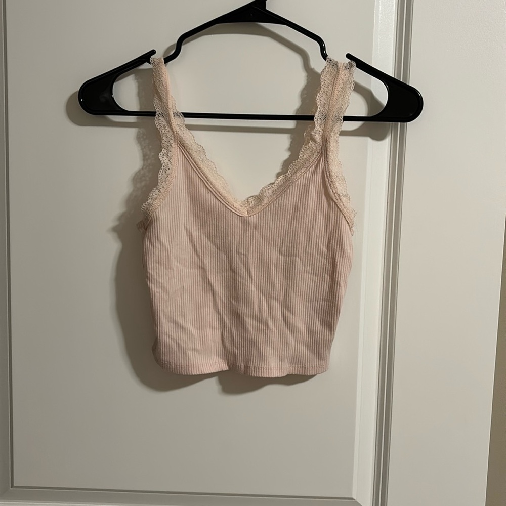 american eagle light pink lace tank, size xs
